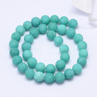 Frosted Dyed Round Natural White Jade Beads Strands G-D739-6mm-1