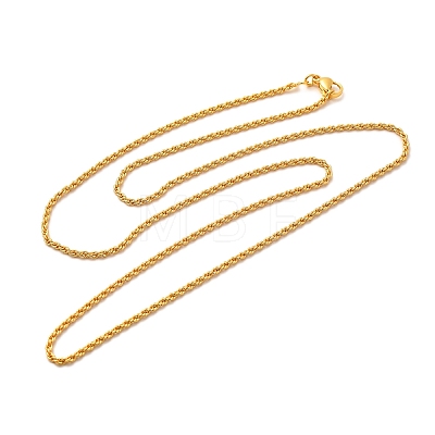 2mm Rack Plating Brass Rope Chain Necklaces for Women Men MAK-L044-59G-1