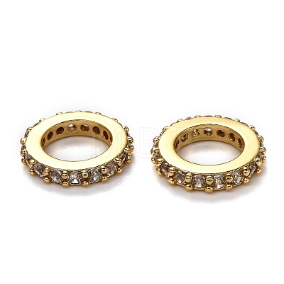 Brass Micro Pave Cubic Zirconia European Beads KK-B028-18G-B-1