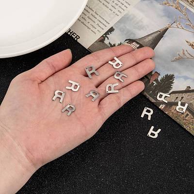 304 Stainless Steel Letter Charms X-STAS-O072-R-1