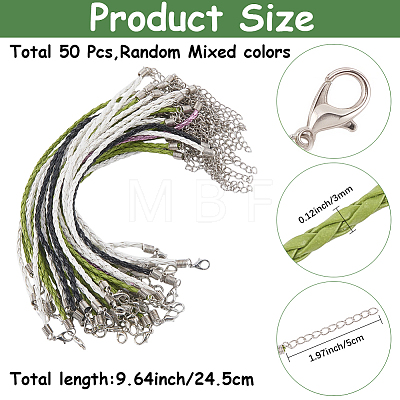 50Pcs Trendy 3MM Round Braided Imitation Leather Cord Bracelet Making BJEW-CL0001-45-1