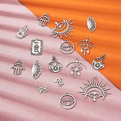 20Pcs 10 Style 201 Stainless Steel Laser Cut Charms STAS-SZ0002-67P-1
