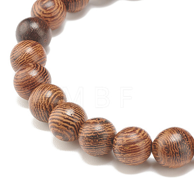 Natural Wenge Wood & Stone Mala Bead Bracelet BJEW-JB07814-1