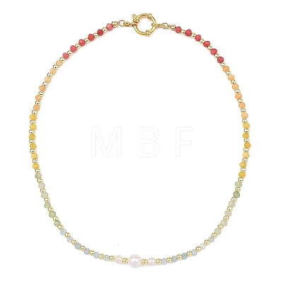 Gradient Color Gemstone & Natural Cultured Freshwater Pearl Beaded Necklaces NJEW-JN06316-03-1