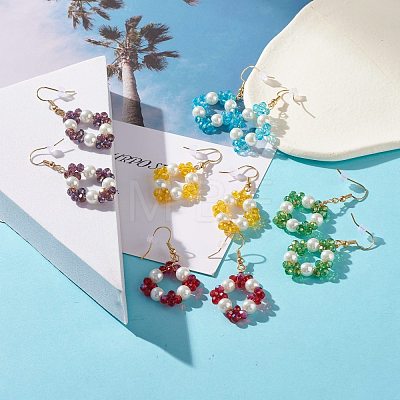 Bling Glass Beads Braided Dangle Earrings EJEW-JE04741-1