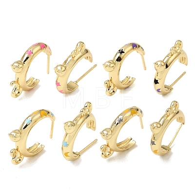 Brass Enamel Stud Earrings KK-CBA8324-23G-1