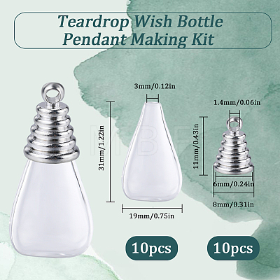 SUNNYCLUE DIY Teardrop Wish Bottle Pendant Making Kit FIND-SC0006-84-1