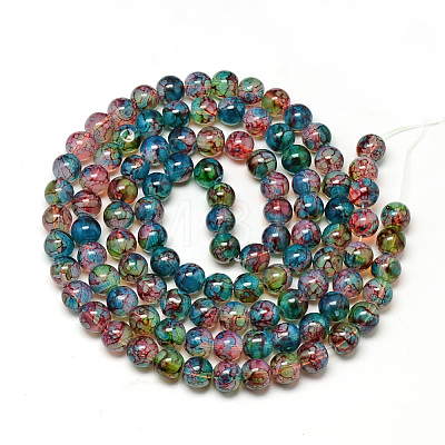 Baking Painted Glass Beads Strands DGLA-Q023-8mm-DB70-1