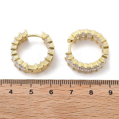 Brass Micro Pave Cubic Zirconia Huggie Hoop Earrings EJEW-K083-37G-B-1