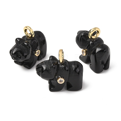 Natural Obsidian Carved Pendants G-H357-02G-07-1