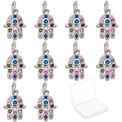 10Pcs Brass Micro Pave Cubic Zirconia Charms ZIRC-SC0001-17-1
