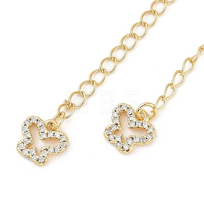 Brass Micro Pave Cubic Zirconia Ends with Chains KK-U043-01G-1