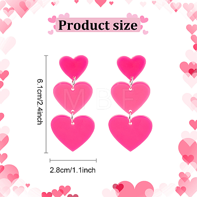 ANATTASOUL 4 Pairs 4 Style Acrylic Heart Dangle Stud Earrings with 304 Stainless Steel Pins for Women EJEW-AN0004-82-1