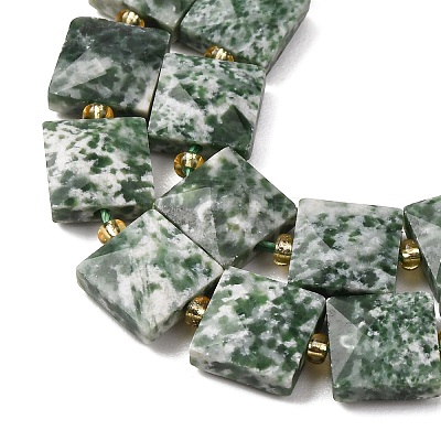 Natural Green Spot Jasper Beads Strands G-F839-A23-01-1