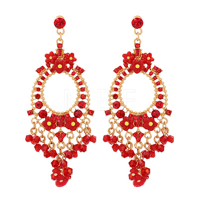Oval Alloy Rhinestone Chandelier Earrings FS-WG8D144-01-1