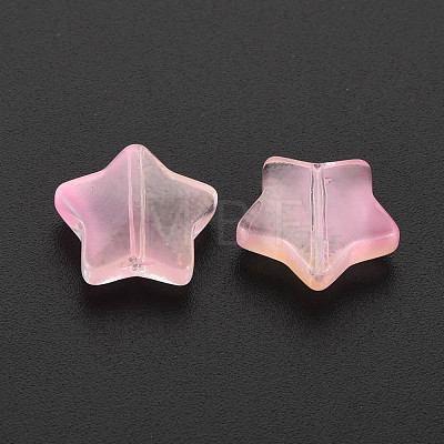 Two Tone Transparent Spray Painted Glass Beads GLAA-T022-25-C08-1