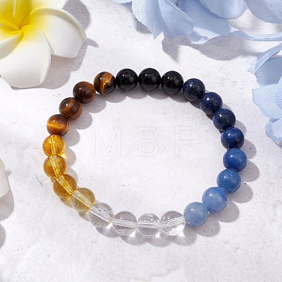 Round Natural Mixed Gemstone Beads Stretch Bracelets for Women BJEW-TA00562-1