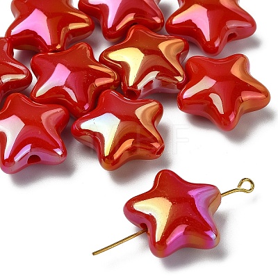 10Pcs UV Plating Plastic Beads SACR-YW0001-86E-1