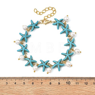 2Pcs 2 Colors Ocean Theme Round Shell Pearl Beads Charm Bracelets BJEW-JB14133-1