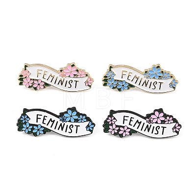Feminist with Flower Enamel Pins JEWB-D306-01-1