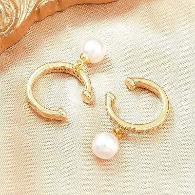 Round Brass Micro Pave Clear Cubic Zirconia Cuff Earrings EJEW-Z164-02G-1