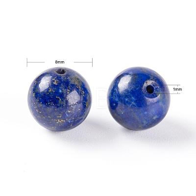 D100Pcs 8mm Natural Lapis Lazuli Round Beads DIY-LS0002-02-1