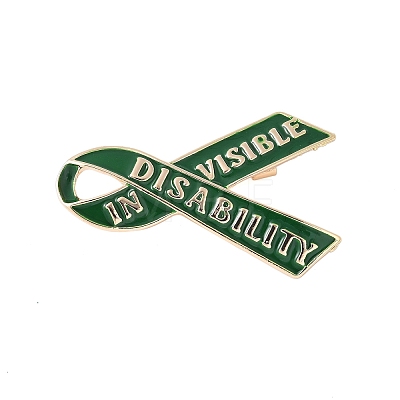 Awareness Ribbon with Word Disability & Invisible Enamel Pins JEWB-H030-01KCG-02-1