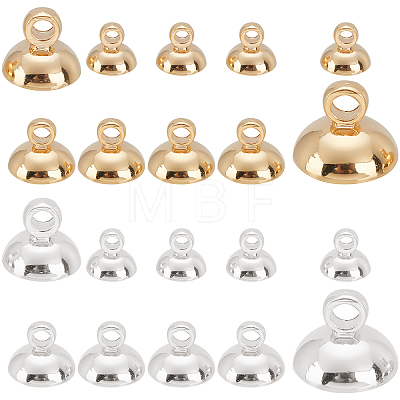 40Pcs 4 Style Rack Plating Brass Bead Cap Pendant Bails KK-SC0002-51-1