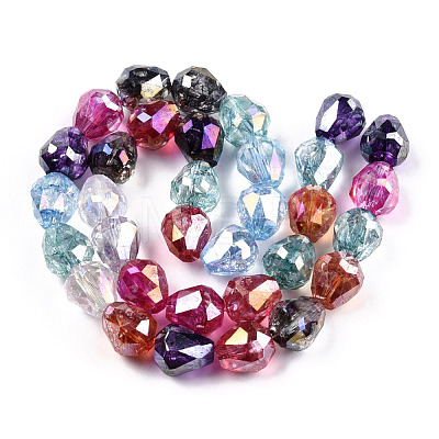 Transparent Electroplate Glass Beads Strands EGLA-N006-079H-1