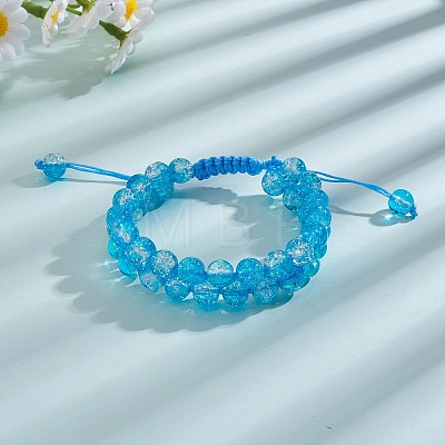 Sparkling Round Glass Braided Bead Bracelet BJEW-SW00082-03-1