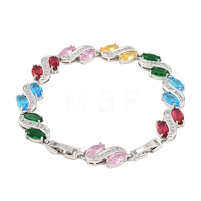 Platinum Tone Brass Micro Pave Cubic Zirconia Tennis Bracelets BJEW-B160-12P-1