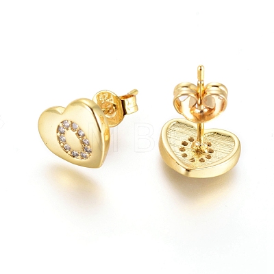 Brass Micro Pave Cubic Zirconia Stud Earrings EJEW-I234-01G-O-1