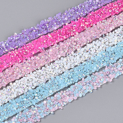 Resin Rhinestone Crystals Beaded Trim DIY-N008-03-1