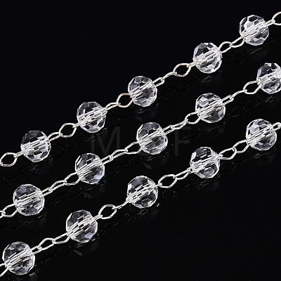 Handmade Glass Faceted Round Beaded Chains CHC-ZX005-05S-1