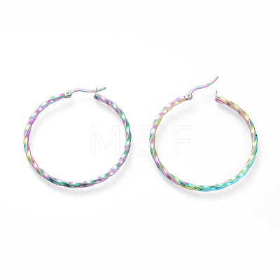 Electroplated 304 Stainless Steel Big Hoop Earrings EJEW-G258-02A-1