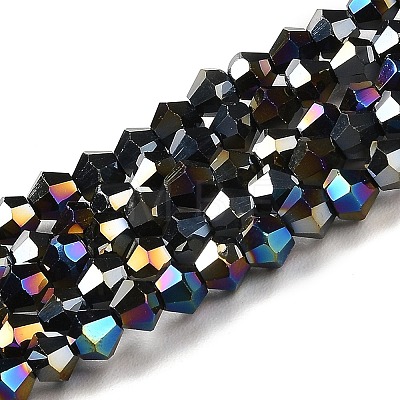 Opaque Solid Color Electroplate Glass Beads Strands EGLA-A039-P2mm-B17-1