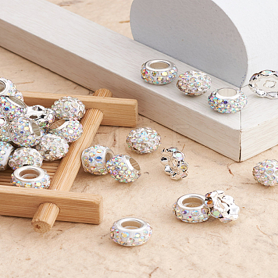 Cheriswelry 100Pcs 4 Styles Pave Disco Ball Beads RB-CW0001-01-1