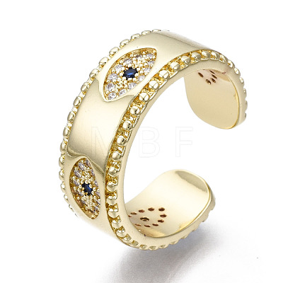 Evil Eye Cubic Zirconia Cuff Ring for Her RJEW-N035-050-NF-1