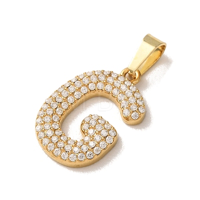 304 Stainless Steel Micro Pave Clear Cubic Zirconia Pendants CU-CBA703A-05G-G-1
