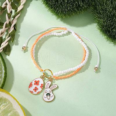 Easter Glass Seed Beads Braided Bead Bracelets BJEW-MZ00150-06-1