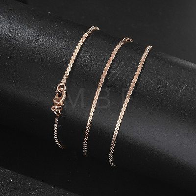 1.5mm Rack Plating Brass Serpentine Chain Necklaces for Women Men MAK-L044-12RG-1