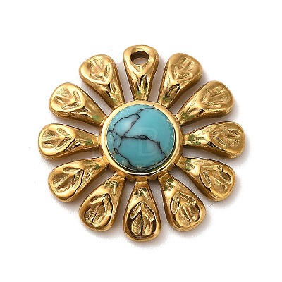 Synthetic Turquoise Flower Pendants STAS-R009-05G-06-1