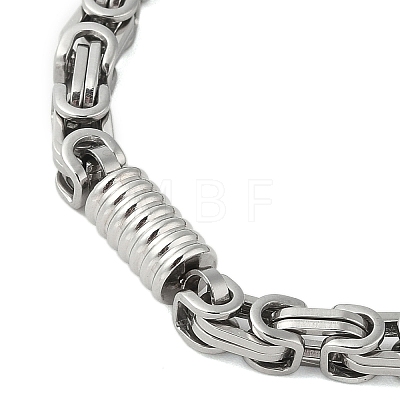 Grooved Column 304 Stainless Steel Byzantine Chain Bracelets for Men BJEW-B093-07P-1