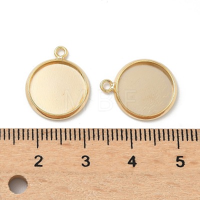 Flat Round Brass Pendant Cabochon Settings KK-K414-14E-G-1