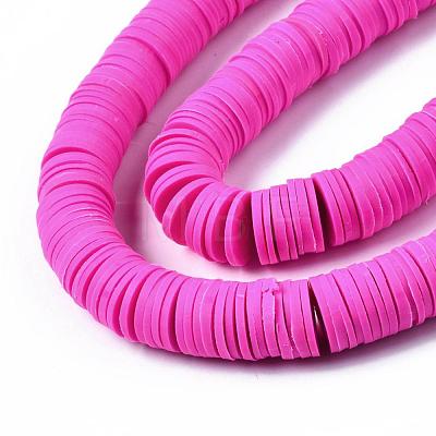 Flat Round Handmade Polymer Clay Beads CLAY-R067-12mm-31-1