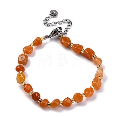 Natural Red Aventurine Beaded Bracelets for Women G-P563-07P-07-1