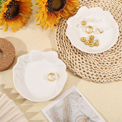 2Pcs Bowknot Porcelain Jewelry Storage Display Trays for Rings AJEW-GL0003-48B-1