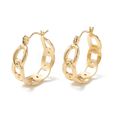 Ion Plating(IP) 304 Stainless Steel Curb Chain Chunky Hoop Earrings for Women EJEW-P197-05G-1