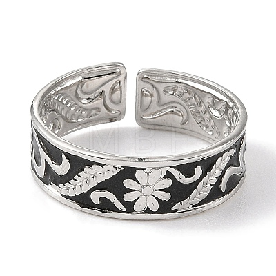 304 Stainless Steel Enamel Open Cuff Rings for Women RJEW-F166-35P-02-1