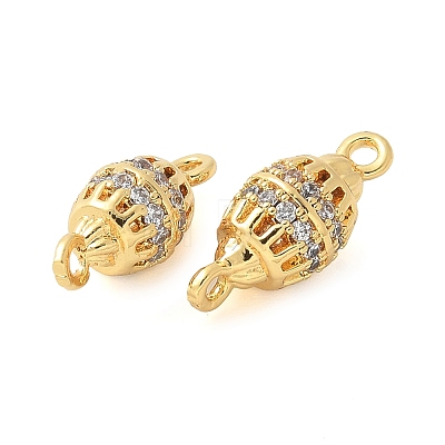 Brass Micro Pave Cubic Zirconia Connector Charms KK-U056-25G-1